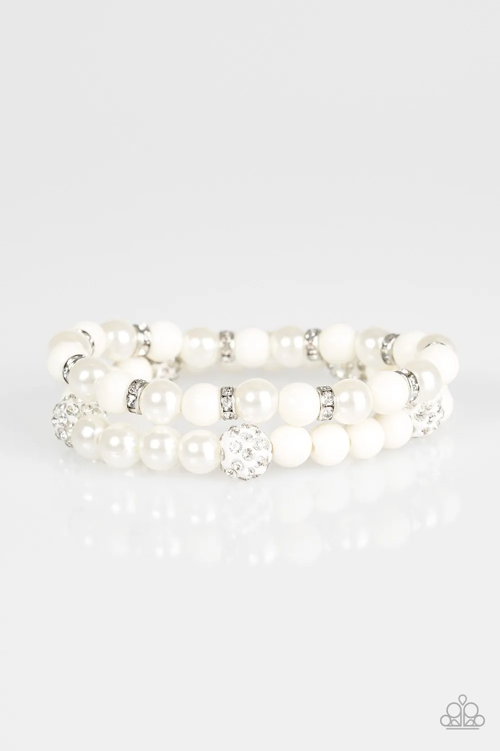 Paparazzi Bracelet ~ Teasingly Tinseltown - White