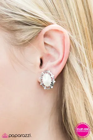 Paparazzi Earring ~ Over The REGAL Limit - White