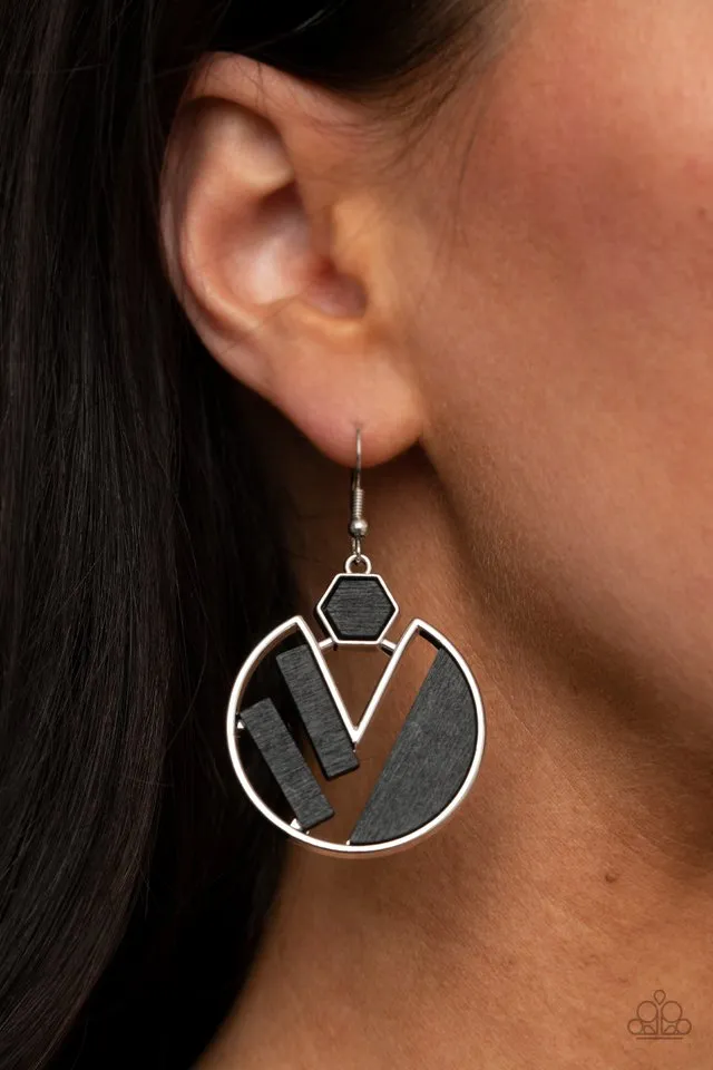 Paparazzi Earring ~ Petrified Posh - Black