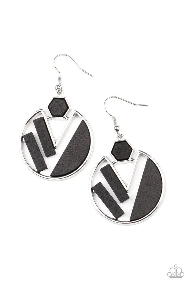 Paparazzi Earring ~ Petrified Posh - Black