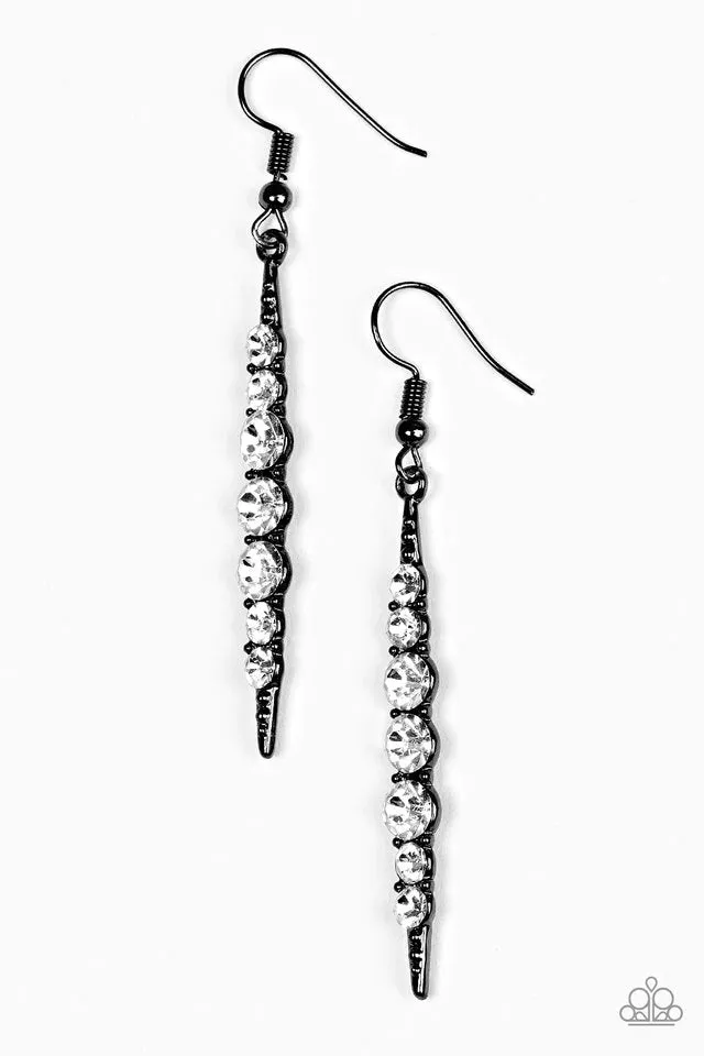 Paparazzi Earring ~ Sharp Dressed GLAM - Black