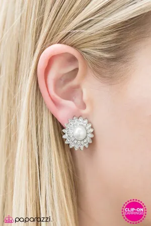 Paparazzi Earring ~ Traditional Sparkle - White