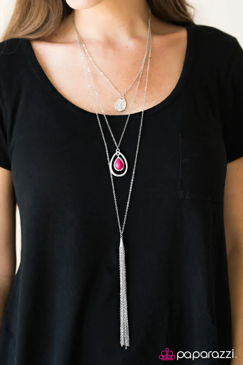 Paparazzi Necklace ~ Fire and Rain - Pink