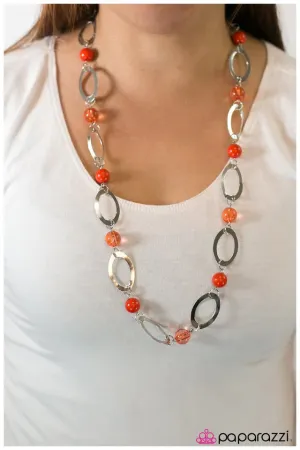 Paparazzi Necklace ~ Leisurely Luminous - Orange