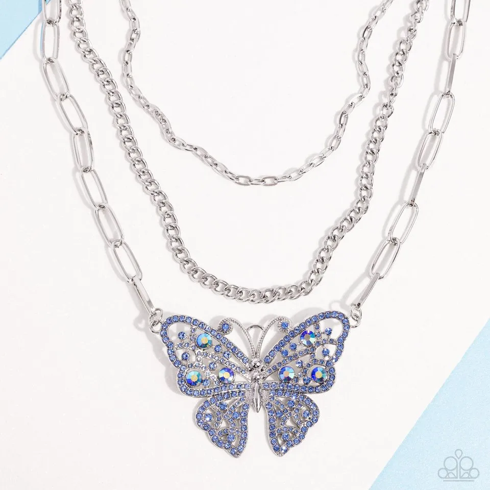 Paparazzi Necklace ~ Winged Wonder - Blue