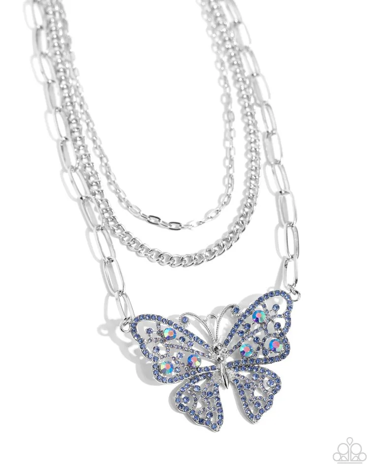 Paparazzi Necklace ~ Winged Wonder - Blue