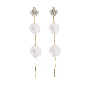 Pearl and Diamond Holiday Statement Drop Earrings