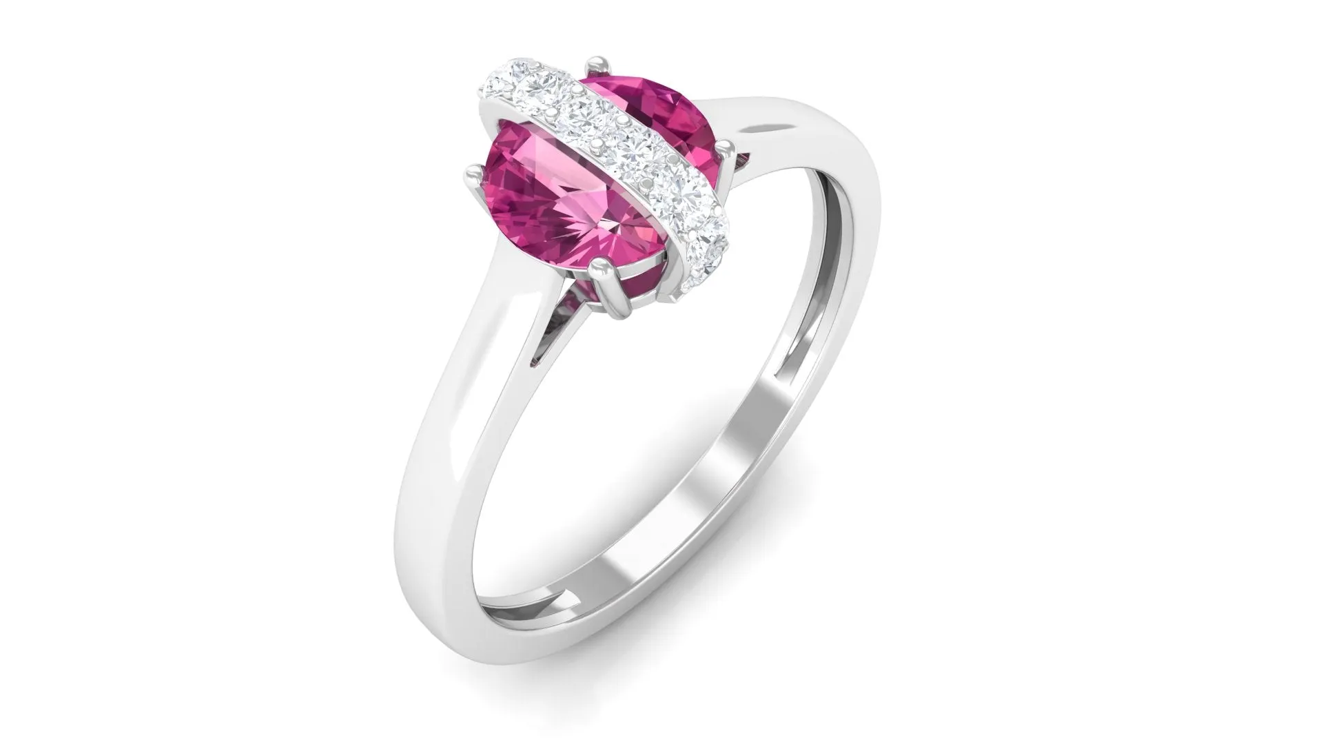 Pink Tourmaline Designer Engagement Ring with Diamond