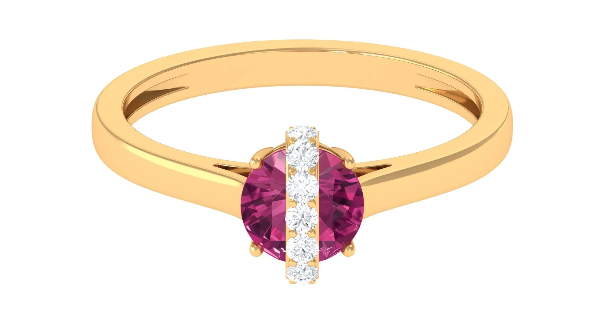 Pink Tourmaline Designer Engagement Ring with Diamond