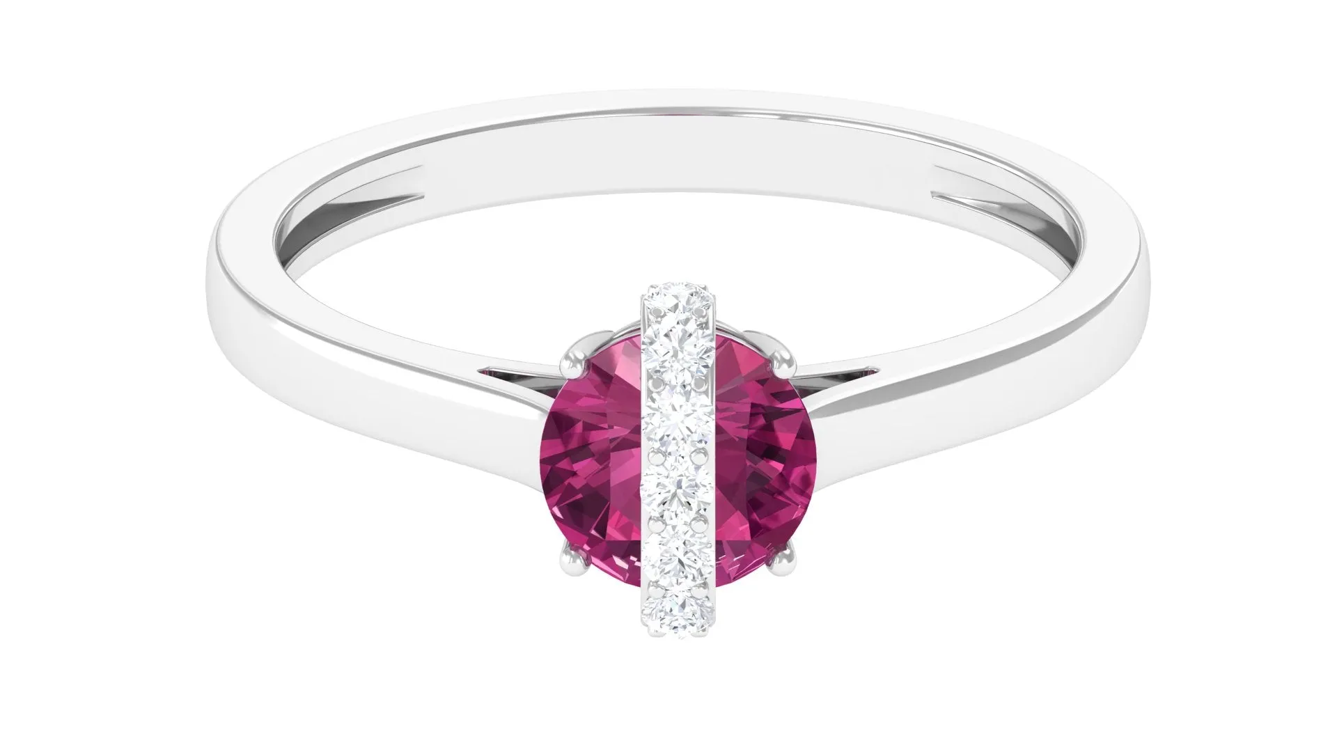 Pink Tourmaline Designer Engagement Ring with Diamond