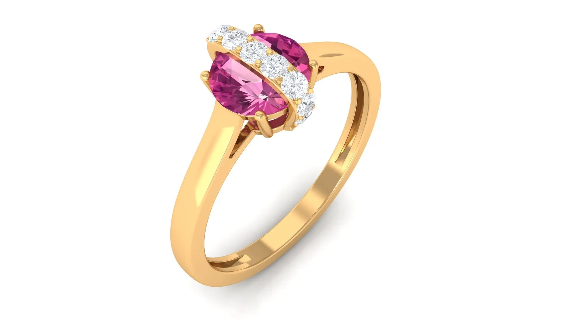 Pink Tourmaline Designer Engagement Ring with Diamond