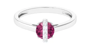 Pink Tourmaline Designer Engagement Ring with Diamond