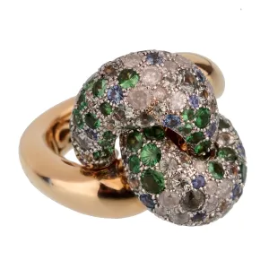 Pomellato Sapphire Diamond Rose Gold Cocktail Ring Sz 5 3/4