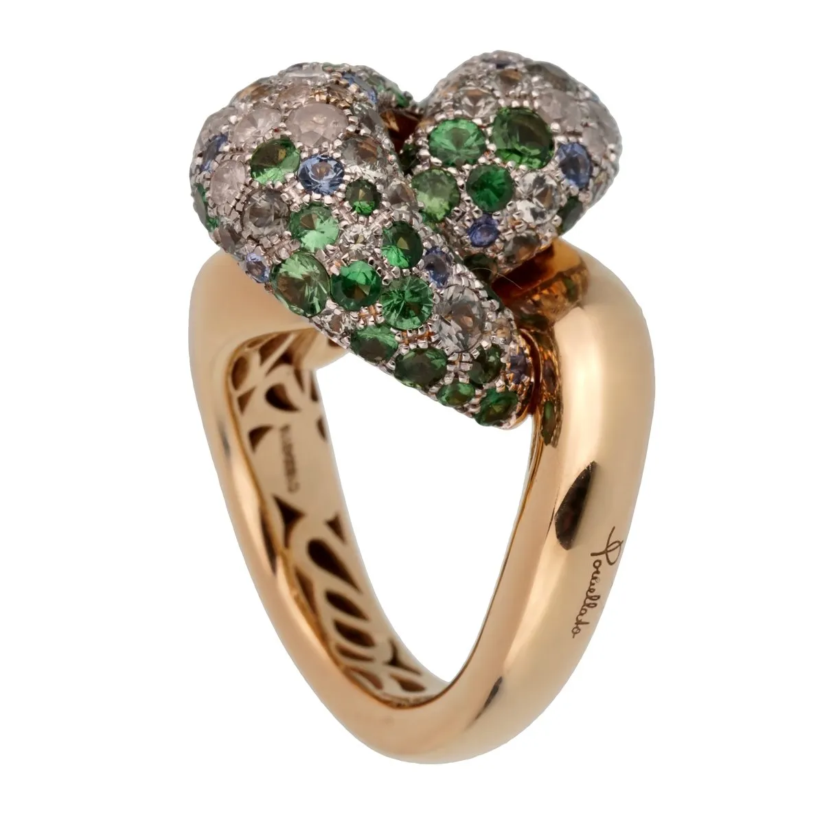 Pomellato Sapphire Diamond Rose Gold Cocktail Ring Sz 5 3/4