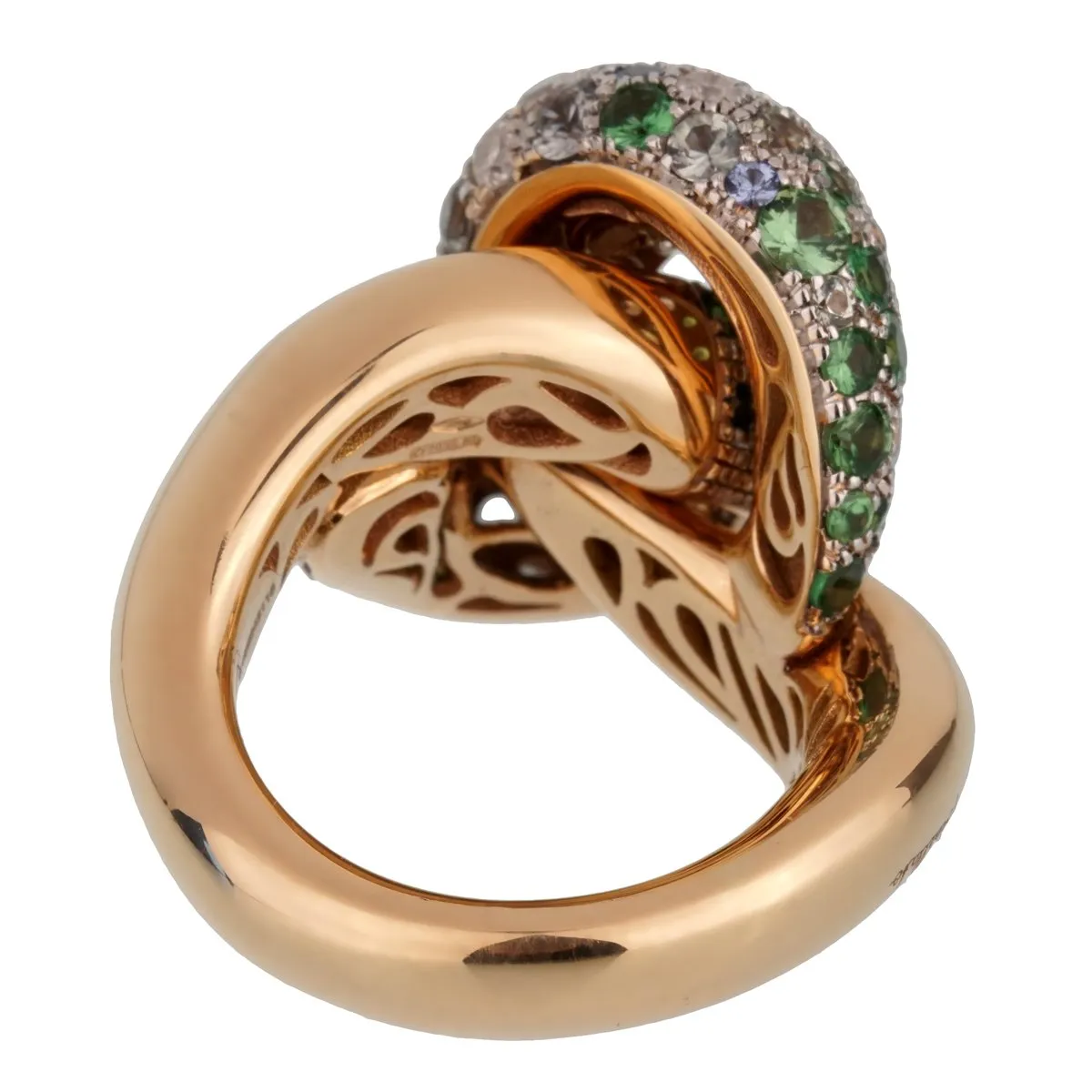 Pomellato Sapphire Diamond Rose Gold Cocktail Ring Sz 5 3/4