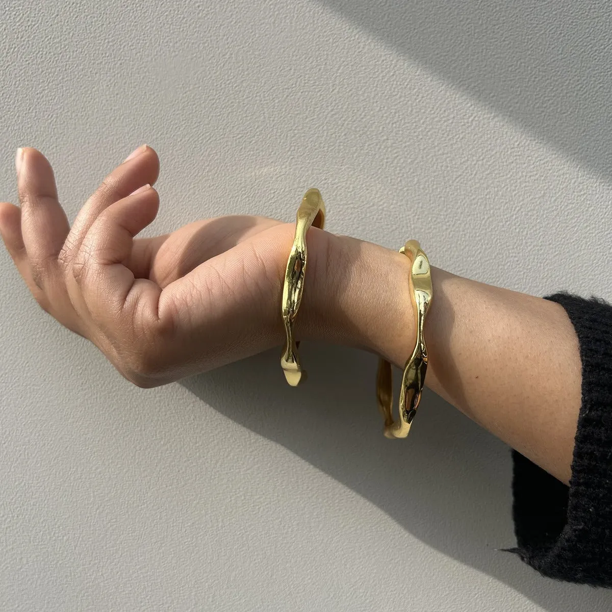 Power in Gold Stacking Bangles - Set of 2