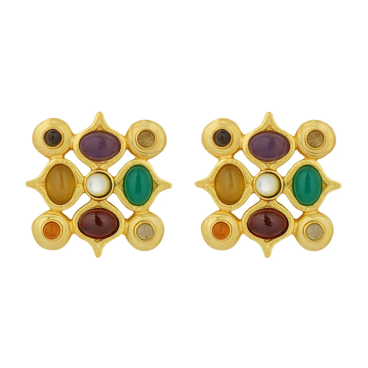 Power of Nine Navratan Stud Earrings