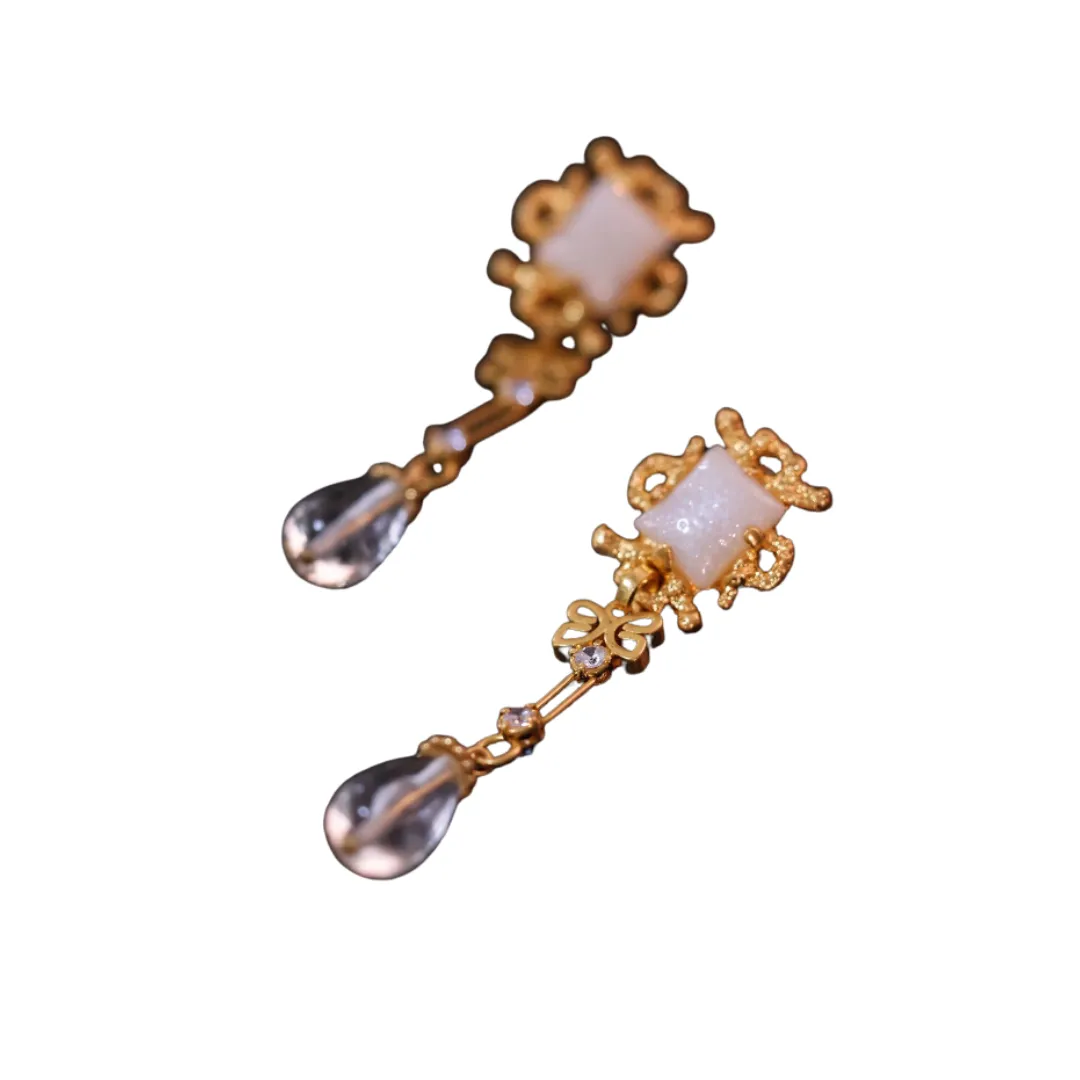 Pre Order:  Old Court Style Water Drop Glass Pendant Earrings