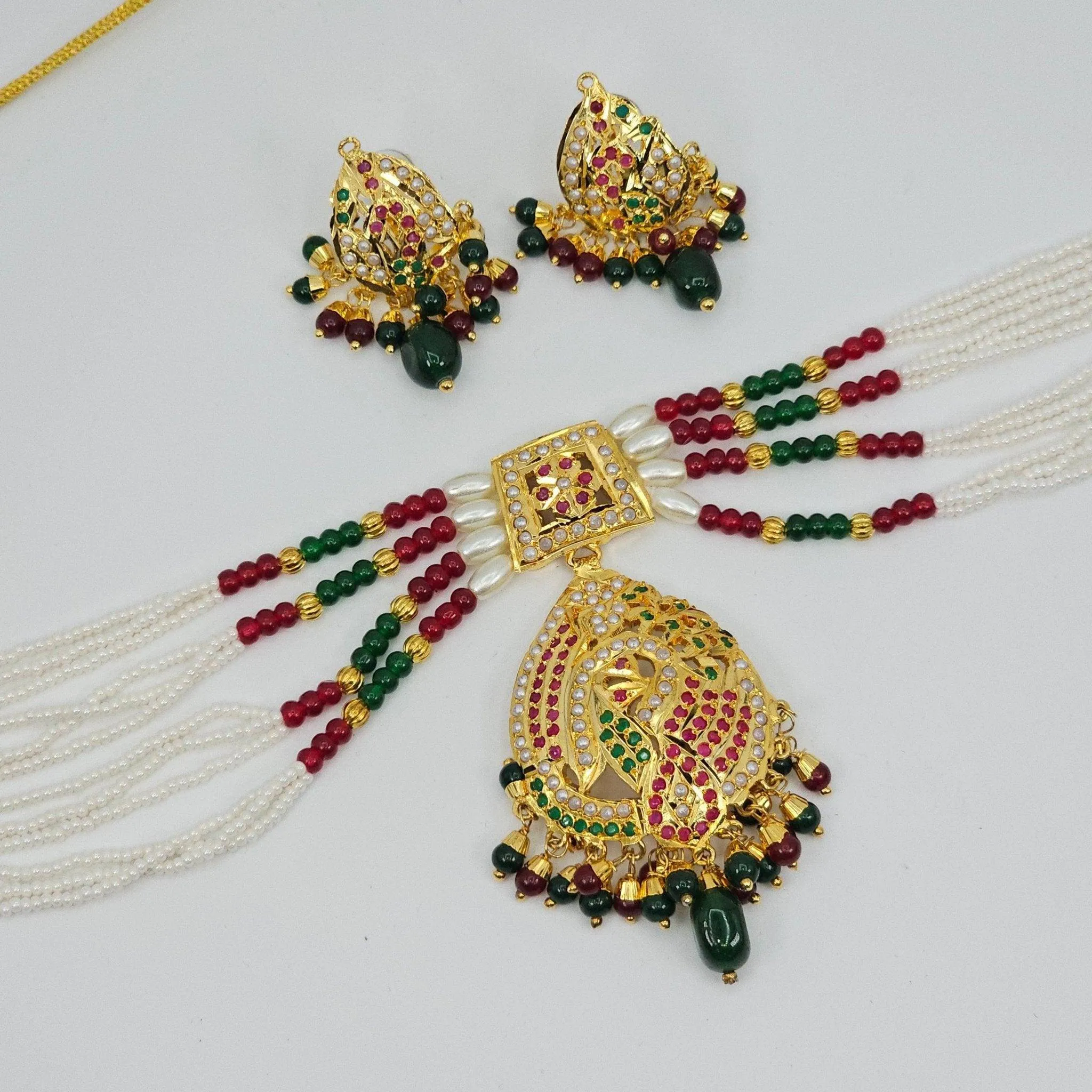 Premium Shani Jadau Nauratan Choker Set - High-Quality Indian Jewelry for a Luxurious Look