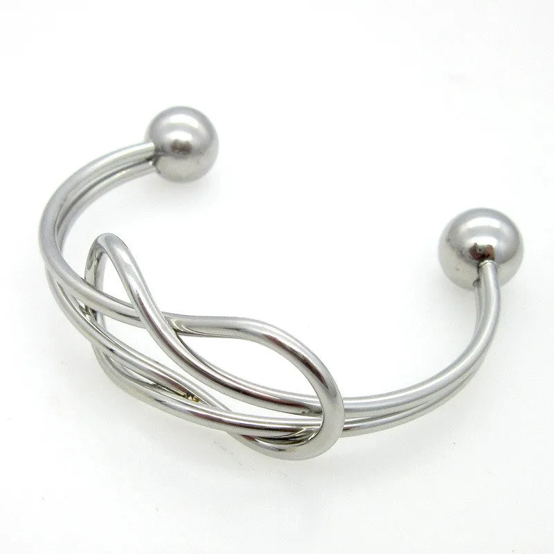 Punk Fashion Stainless Steel Opening Line Style Cuff Bangle Bracelets For Women