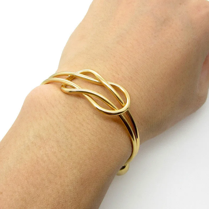 Punk Fashion Stainless Steel Opening Line Style Cuff Bangle Bracelets For Women