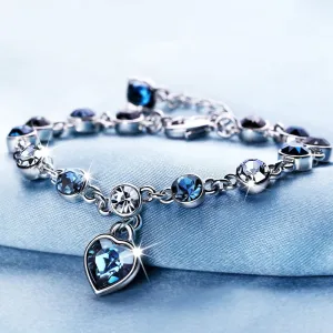 "Blu" Rhinestone Heart Bracelet