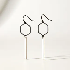 "La Luciole" White Hexagon Earrings Dangle