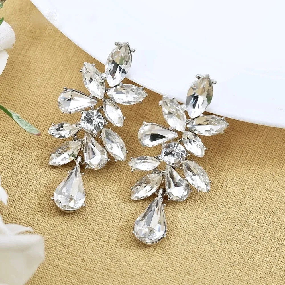 "Salma" - Rhinestone Bridal Earrings - Available in Silver and Gold