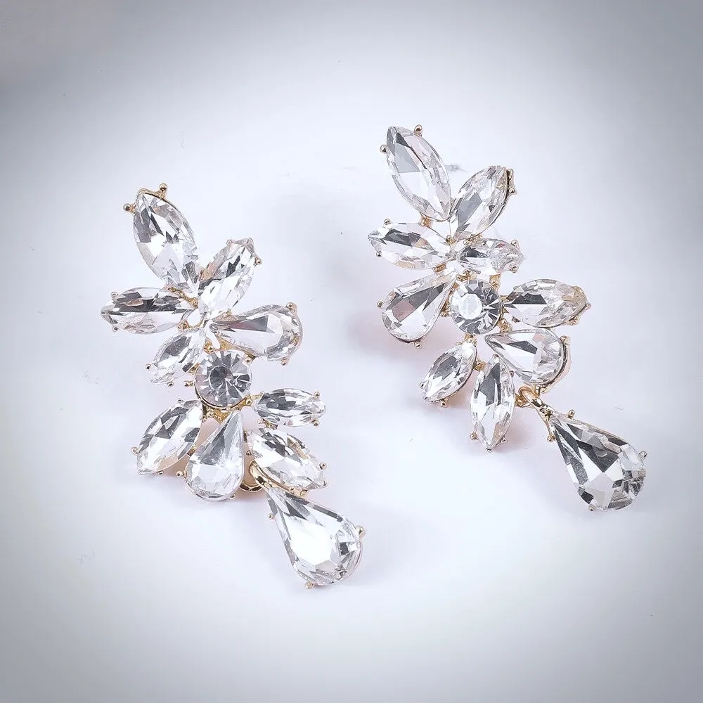 "Salma" - Rhinestone Bridal Earrings - Available in Silver and Gold