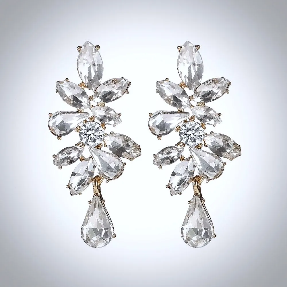 "Salma" - Rhinestone Bridal Earrings - Available in Silver and Gold