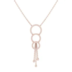 Regal Adjustable Diamond Lariat Necklace in 14K Rose Gold Vermeil