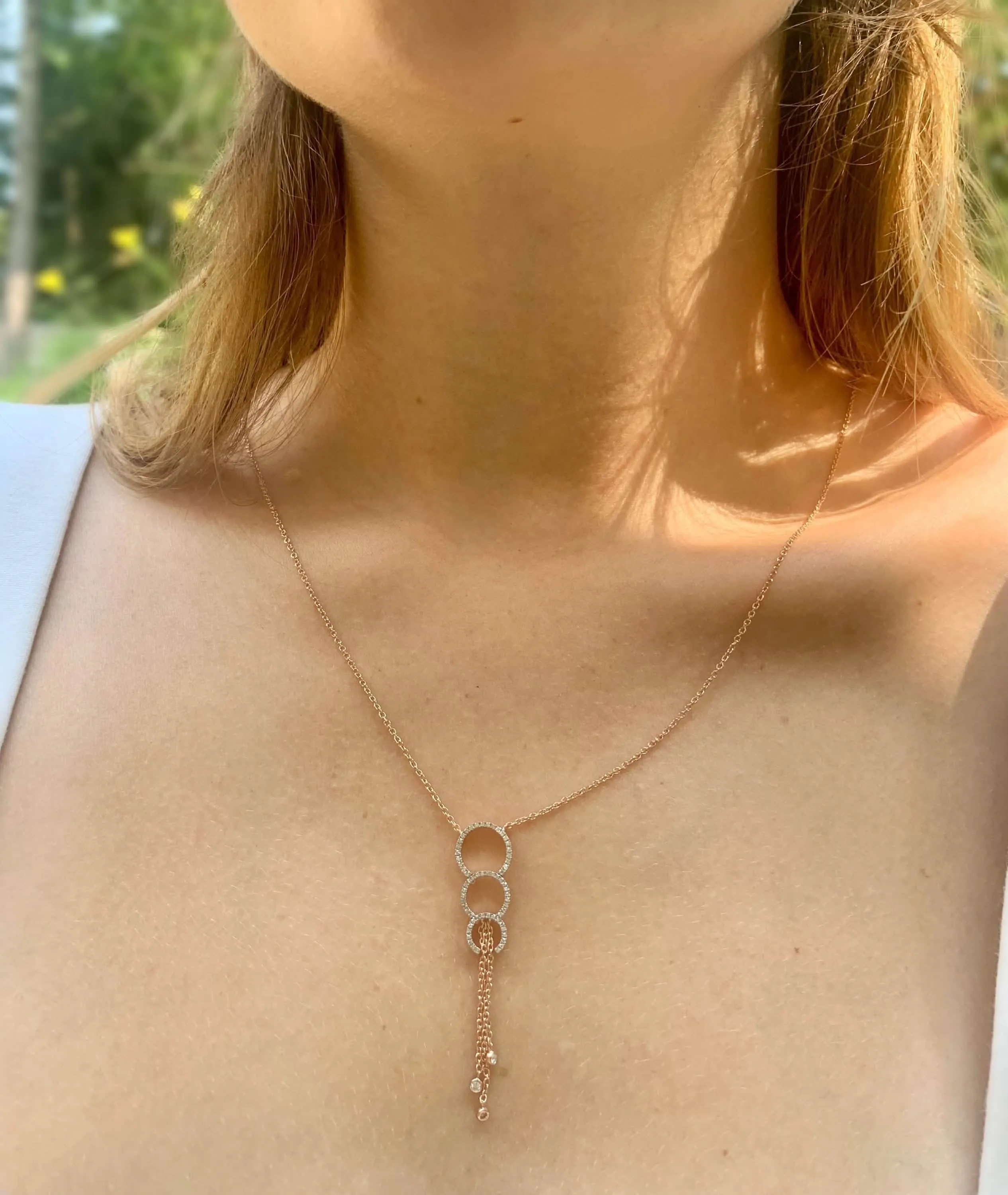 Regal Adjustable Diamond Lariat Necklace in 14K Rose Gold Vermeil