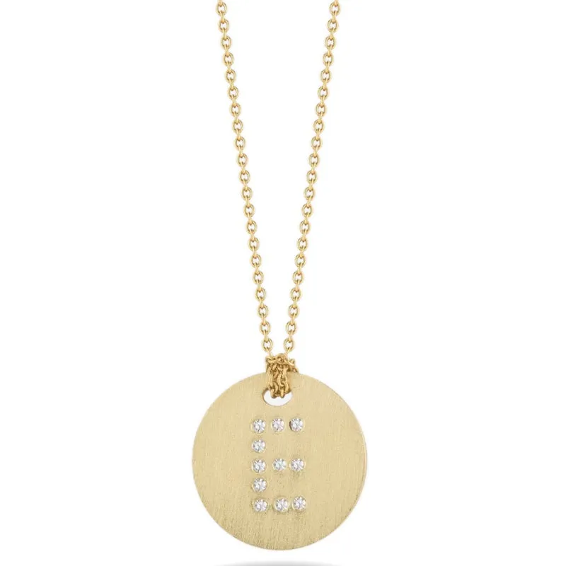 Roberto Coin Tiny Treasures Initial Diamond Disc Necklace Yellow Gold