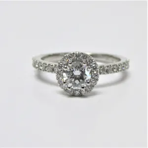 Round Lab Grown Diamond Halo Engagement Ring 0.76 ct