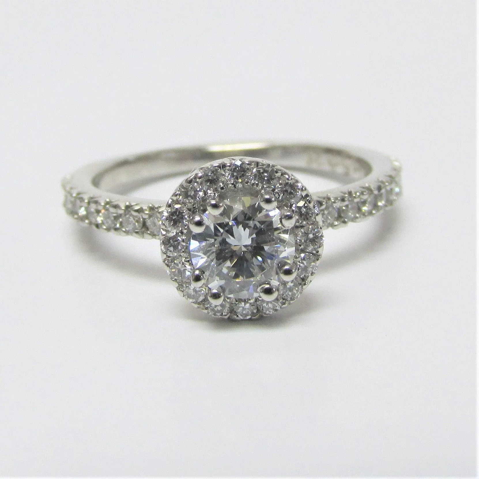 Round Lab Grown Diamond Halo Engagement Ring 0.76 ct