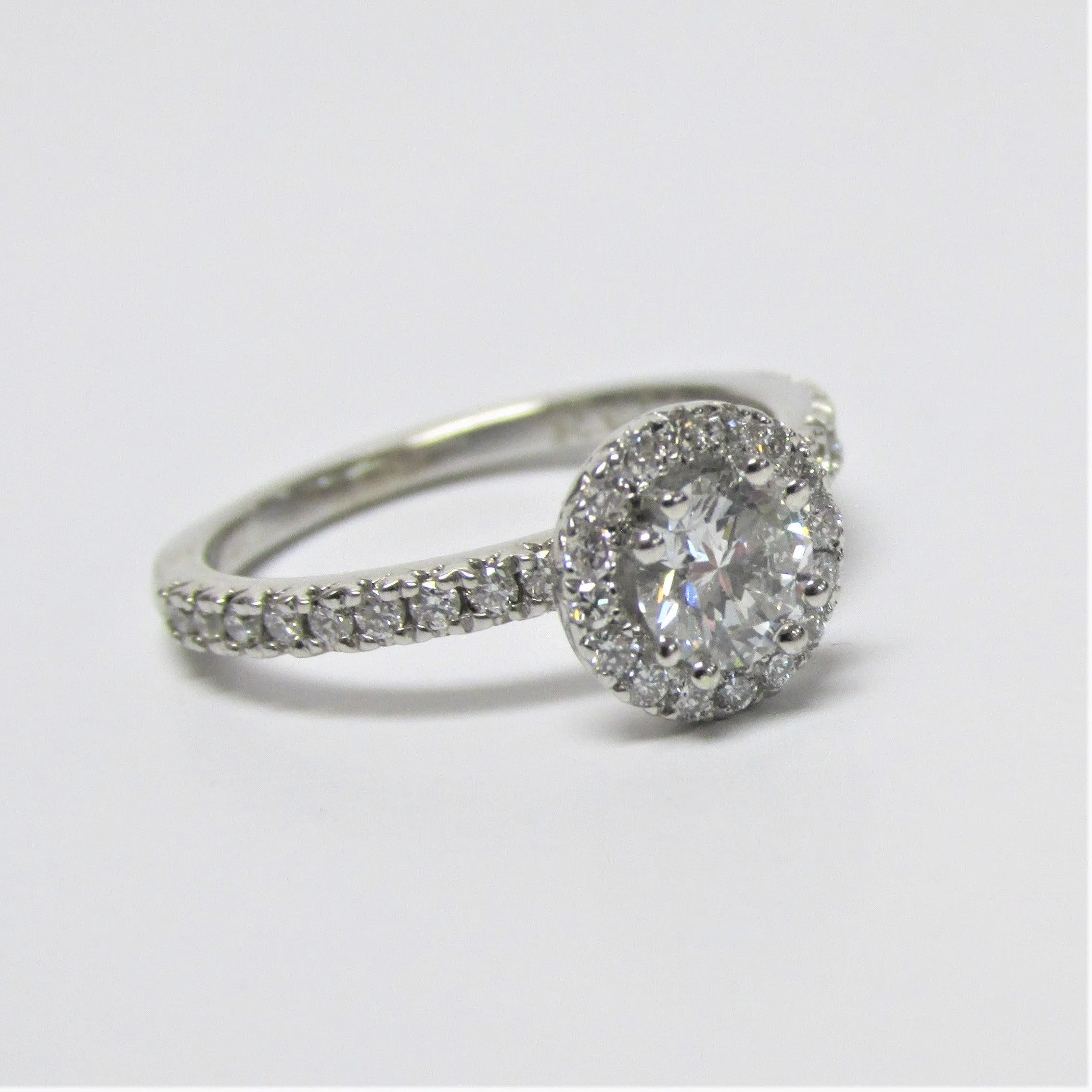 Round Lab Grown Diamond Halo Engagement Ring 0.76 ct