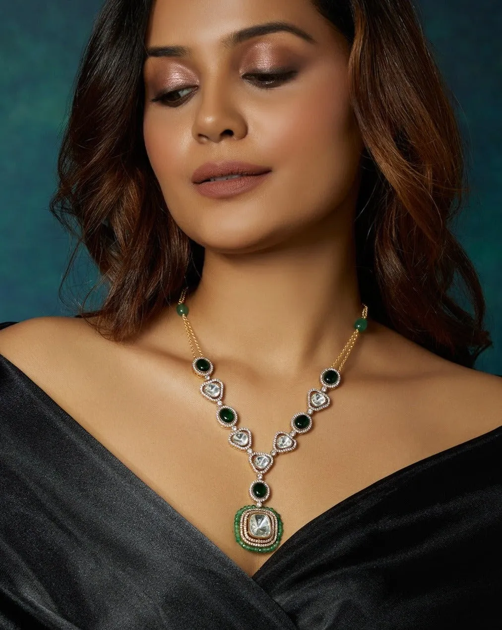 Royal Green Kundan Polki Necklace