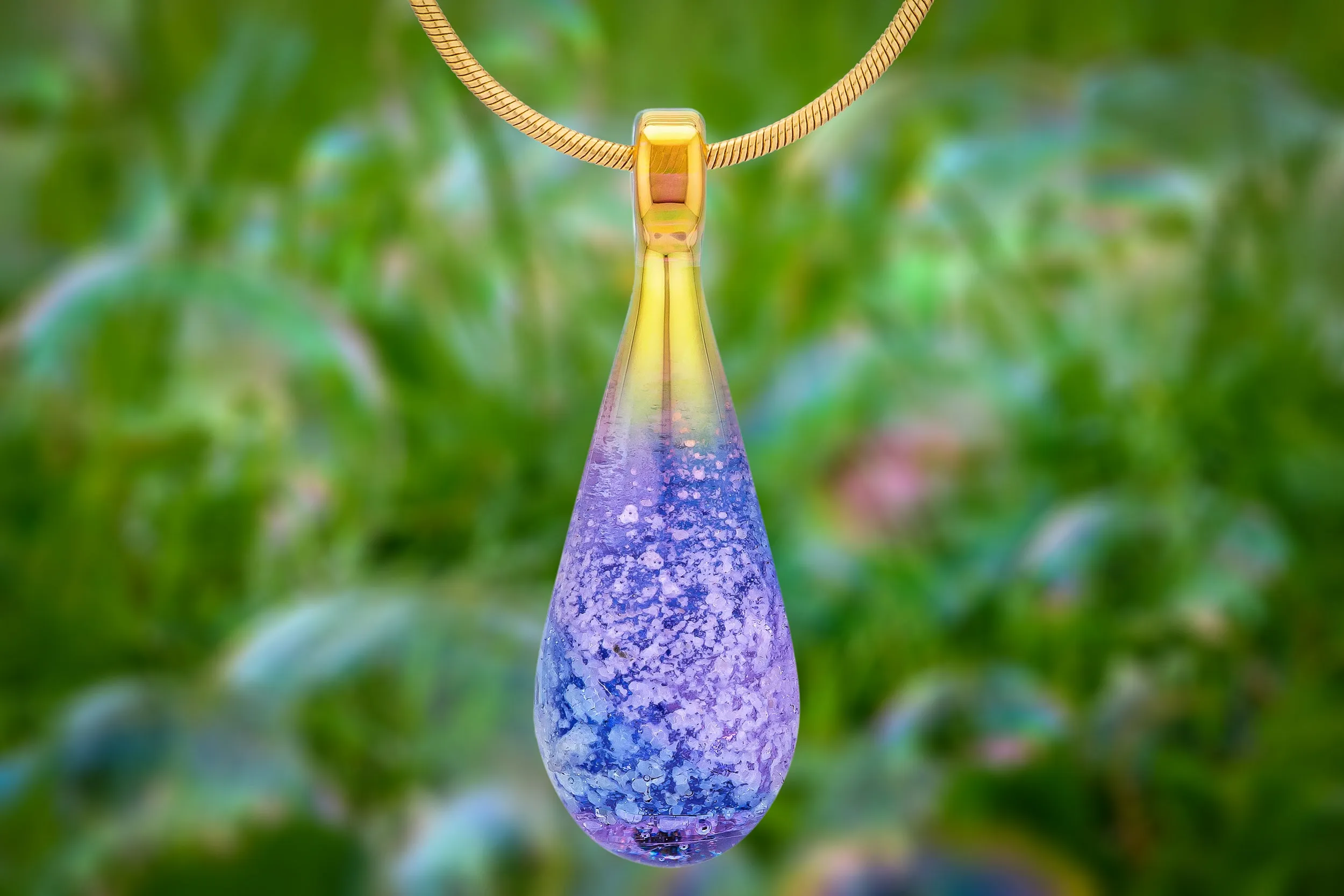 Sapphire Amethyst Drop Pendant with Infused Ash