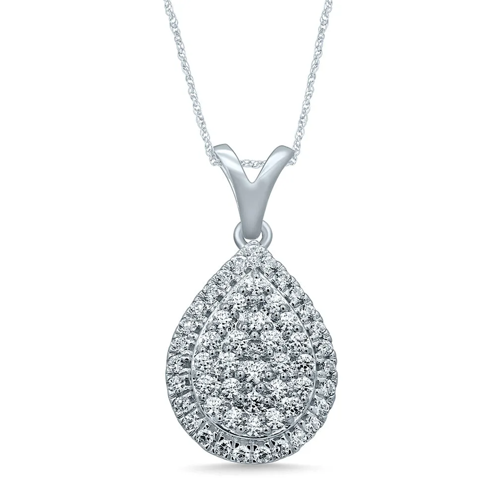 Silver 1/2 Carat Pendant with 52 Brilliant Diamonds on 45cm Chain