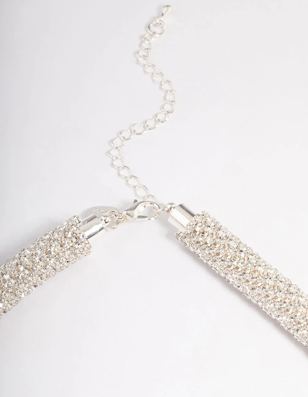 Silver Diamante Mesh Necklace