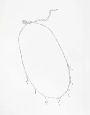 Silver Multi Lightning Station Necklace