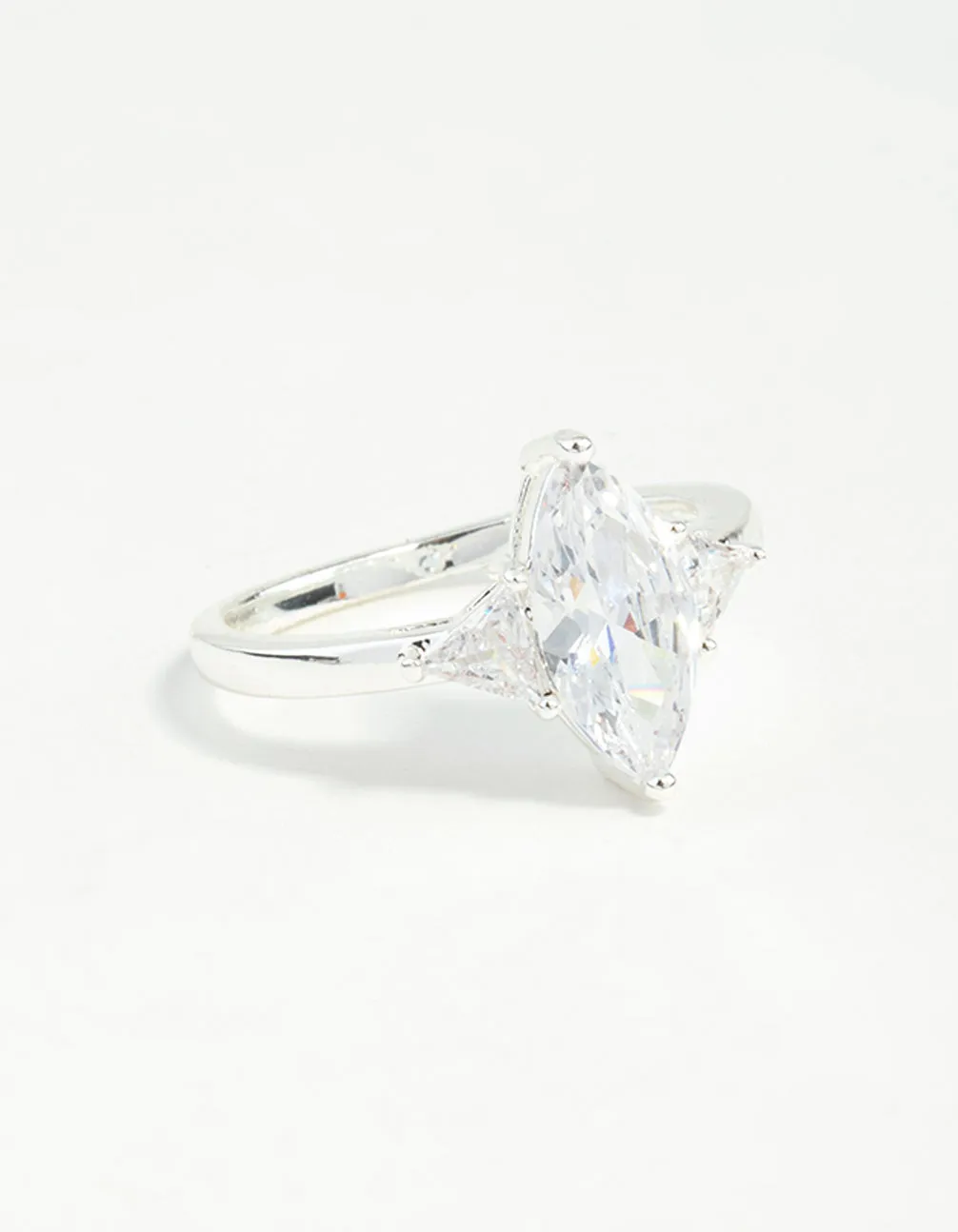 Silver Plated Precious Marquise Ring