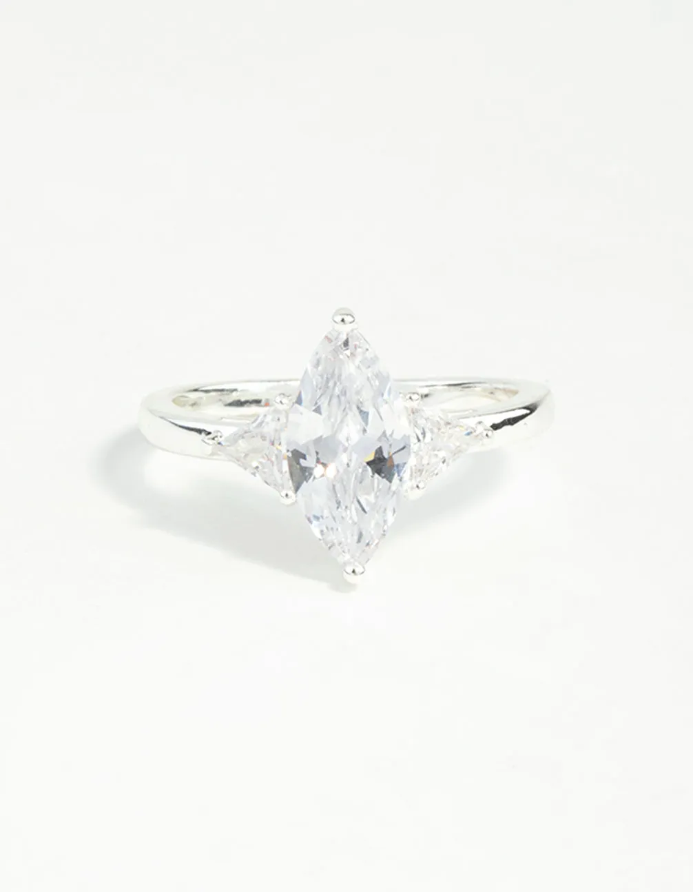 Silver Plated Precious Marquise Ring