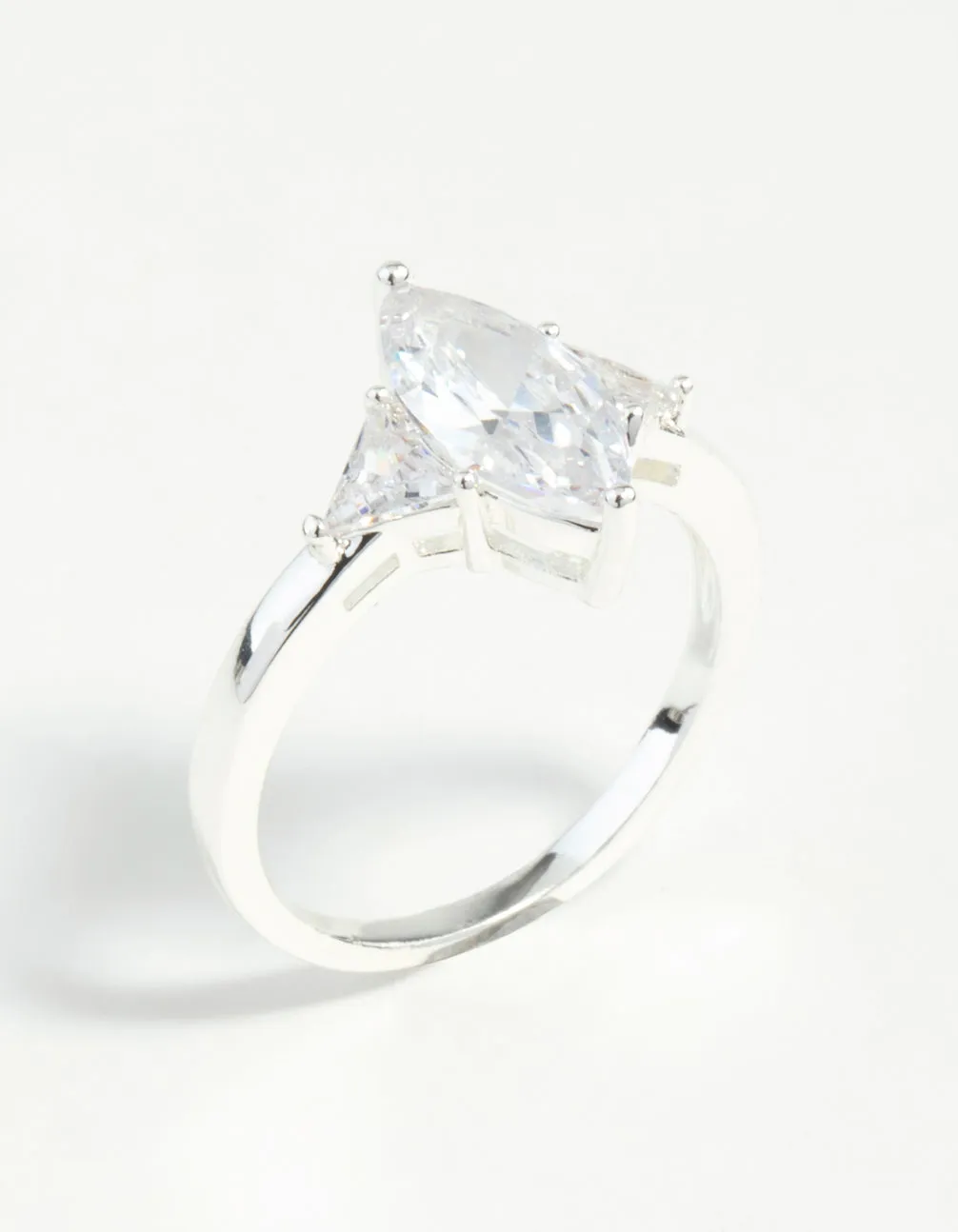 Silver Plated Precious Marquise Ring