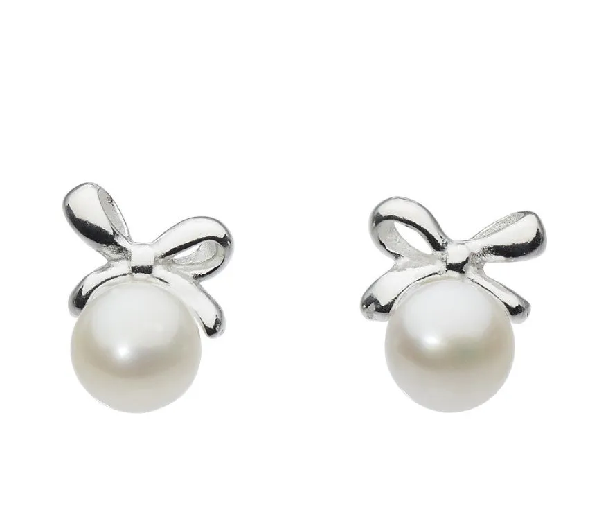 Small Bow Freshwater Pearl Stud Earrings