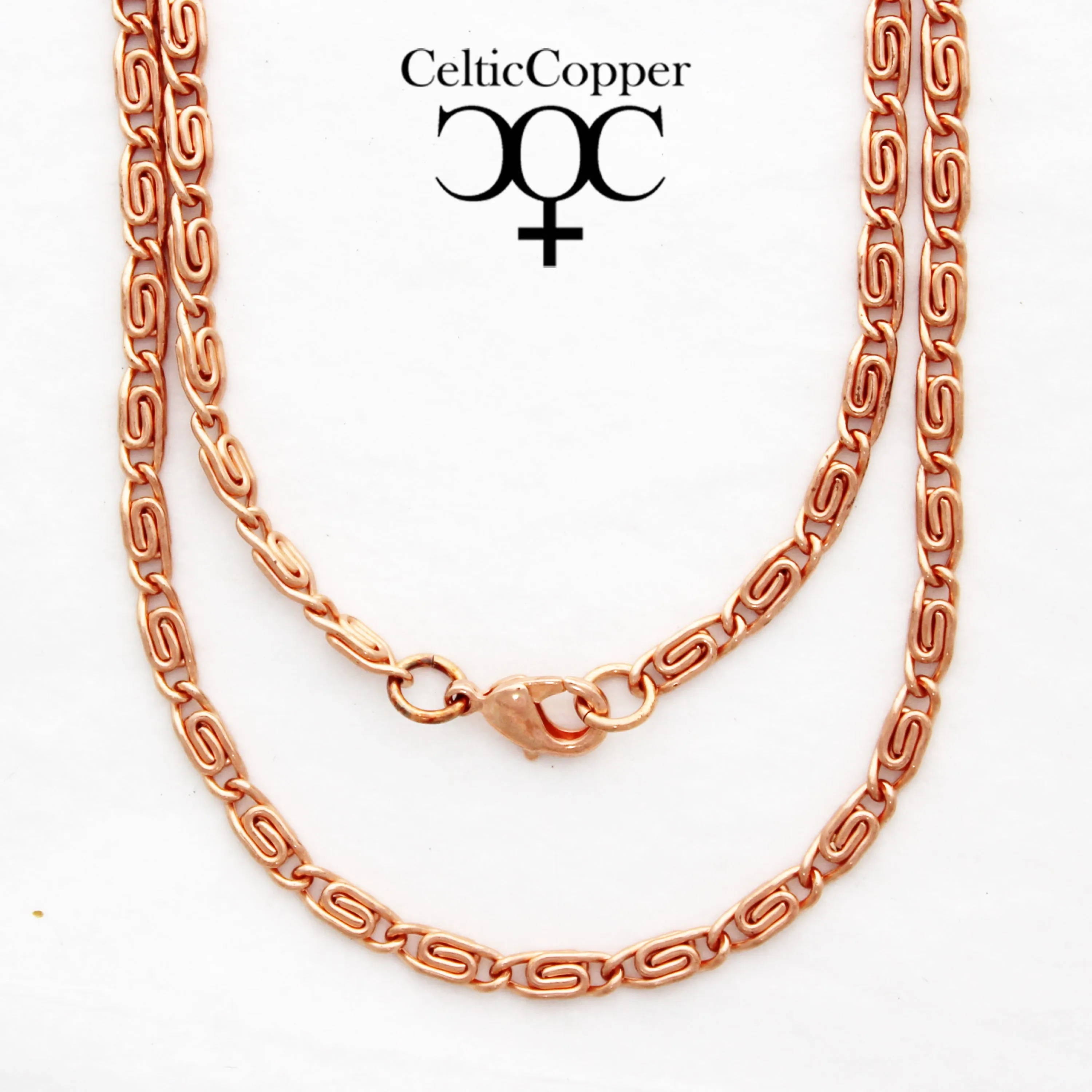 Solid Copper Scroll Necklace Chain 20 Inches NC61 Fine 3mm Celtic Copper Scroll Chain Necklace 20 Inch Relaxed Fit