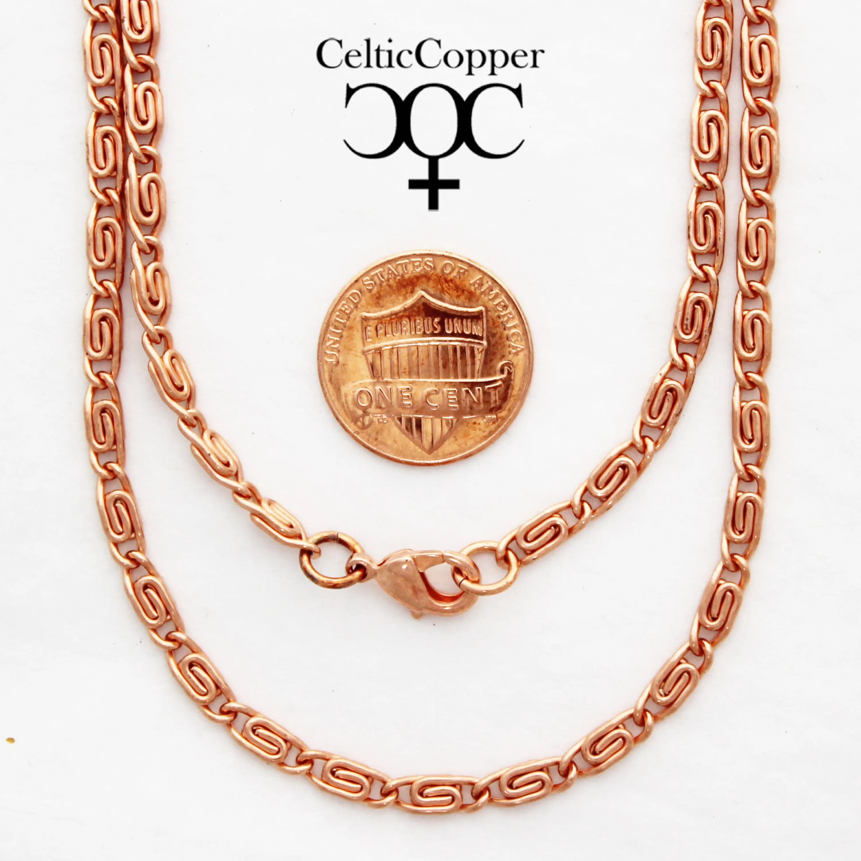 Solid Copper Scroll Necklace Chain 20 Inches NC61 Fine 3mm Celtic Copper Scroll Chain Necklace 20 Inch Relaxed Fit