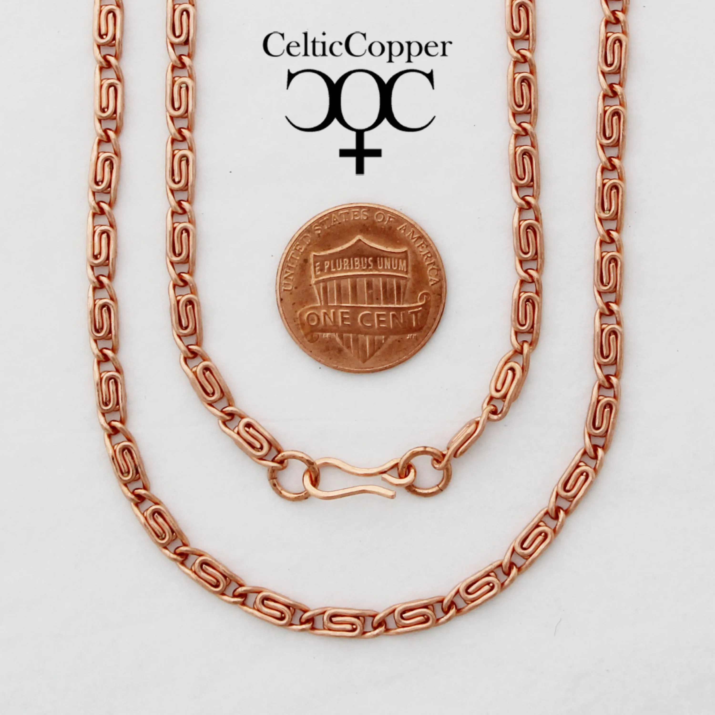 Solid Copper Scroll Necklace Chain 20 Inches NC61 Fine 3mm Celtic Copper Scroll Chain Necklace 20 Inch Relaxed Fit