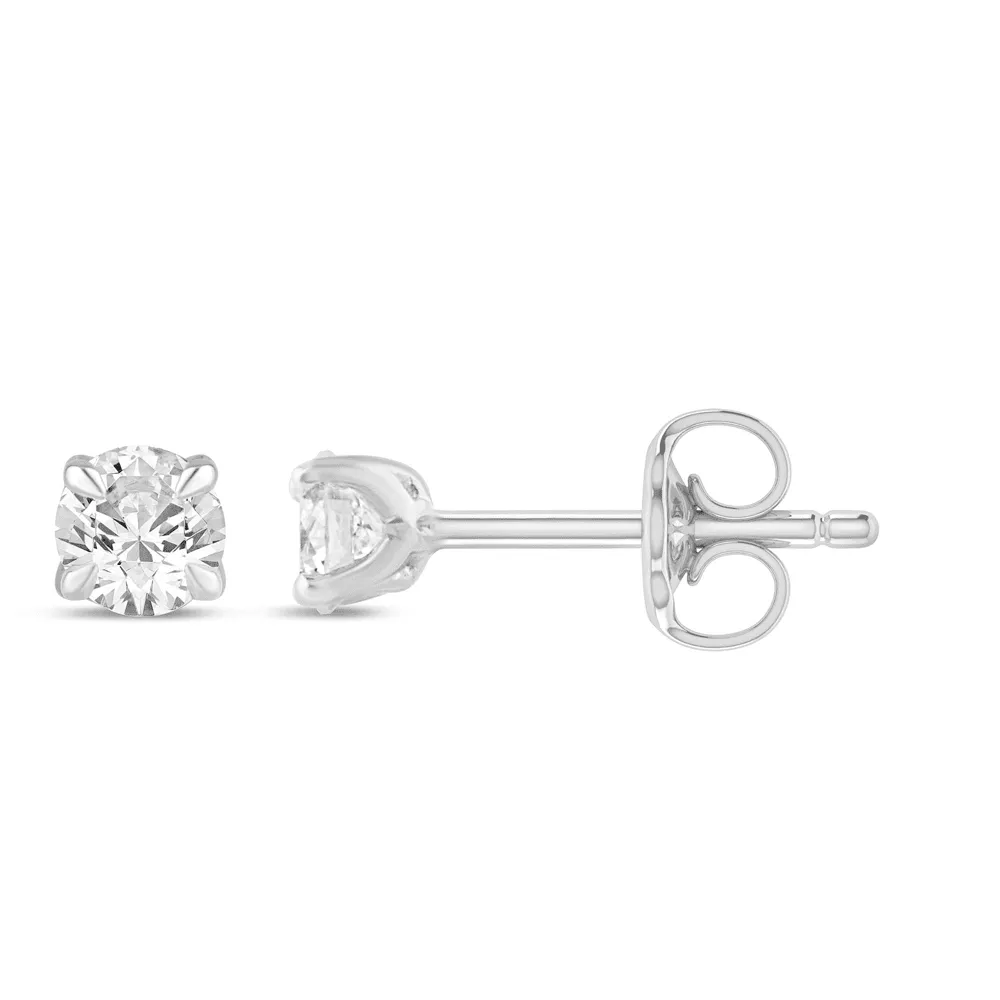 Solitaire Stud Earrings with 0.10ct of Laboratory Grown Diamonds in 9ct White Gold