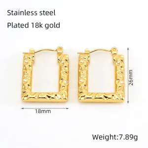 Square Shaped Geometric modern hoop Gold Earring JLT12955